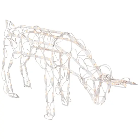 Northlight Lighted Feeding Reindeer Outdoor Christmas Decoration - 25" - Clear Lights White {6}