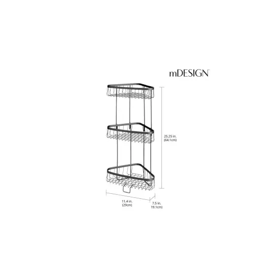mDesign Metal 3-Tier Freestanding Bathroom Storage Rack {3}