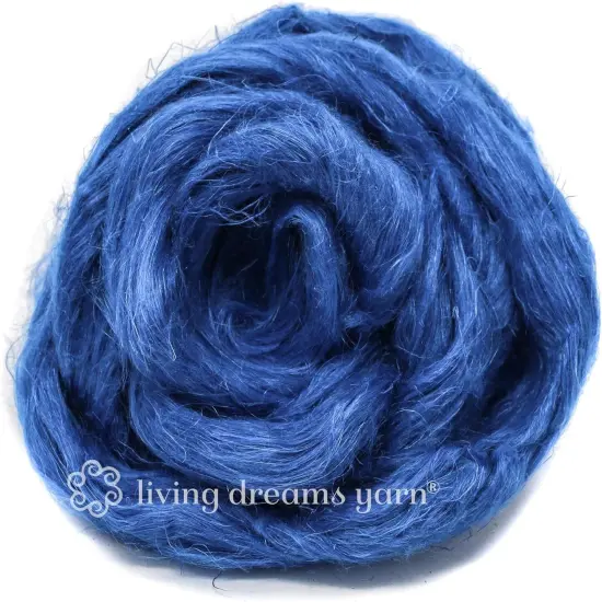 Hemp - Beautifully Dyed Vivid Colors, Combed Top Roving for Spinning, Blending, Felting, Weaving. Marine {1}