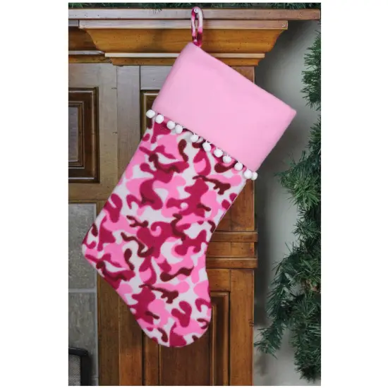 Northlight 15.75" Pink and Brown Camouflage Christmas Stocking with Cuff {5}