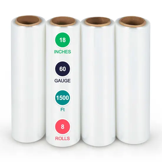 Costway 4/8/12/16 Rolls Stretch Film Heavy Duty Shrink Wrap 60 Gauge Clear Plastic Wrap Film {8}