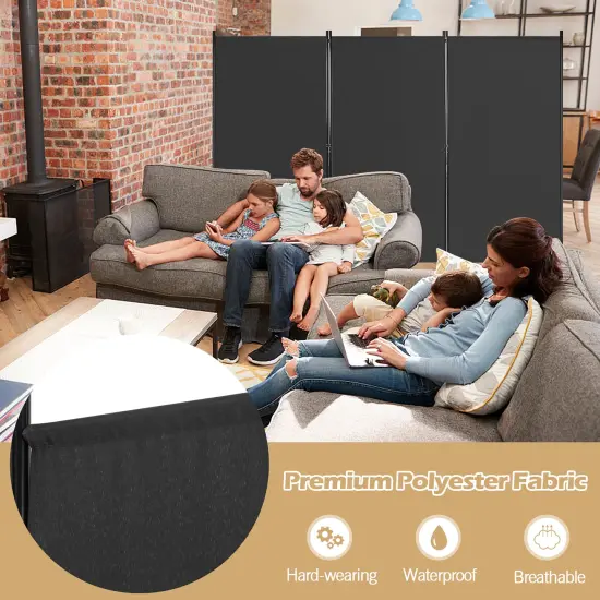 Costway 3-Panel Room Divider Folding Privacy Partition Screen for Office Room White\Black\Brown {5}