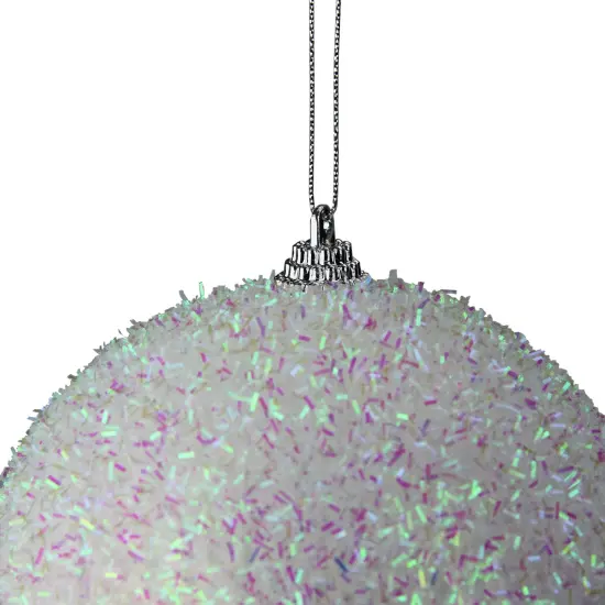 Northlight White and Purple Bristled Iridescent Christmas Ball Ornament 4.5" (115mm) {3}