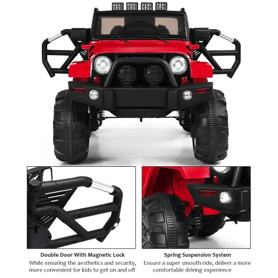 12V Kids Remote Control Riding Truck Car with LED Lights Perfect Gift for Boys Girls Red {5}