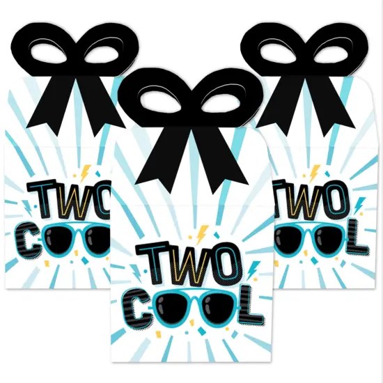 Big Dot of Happiness Two Cool - Boy - Square Favor Gift Boxes - Blue 2nd Birthday Party Bow Boxes - Set of 12 {3}