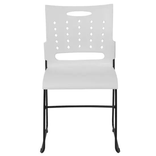 Emma and Oliver Home Office Plastic Accent Sled Base Stack Chair - Air-Vent Back White {3}