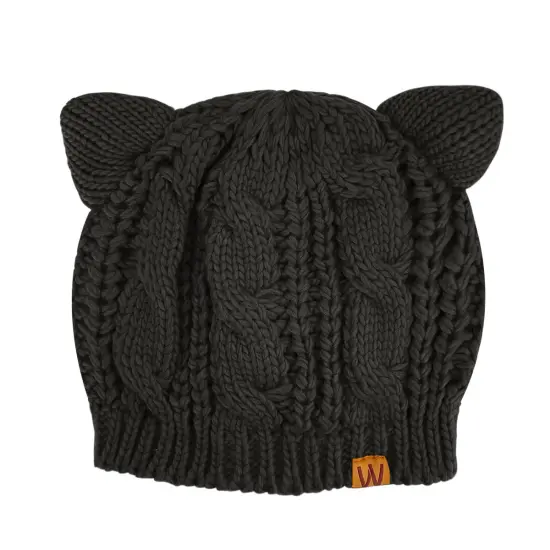 Wrapables Winter Warm Cable Knit Cat Ears Beanie Black {3}