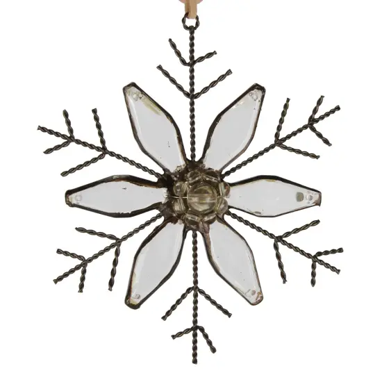 Midwest 5" Silent Luxury Rustic Jeweled Flat Tip Snowflake Christmas Ornament Bronze {1}