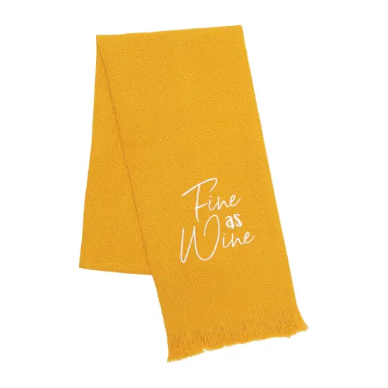 Fine As Wine Embroidered Waffle Weave Cotton Decorative Kitchen Dishtowel {1}