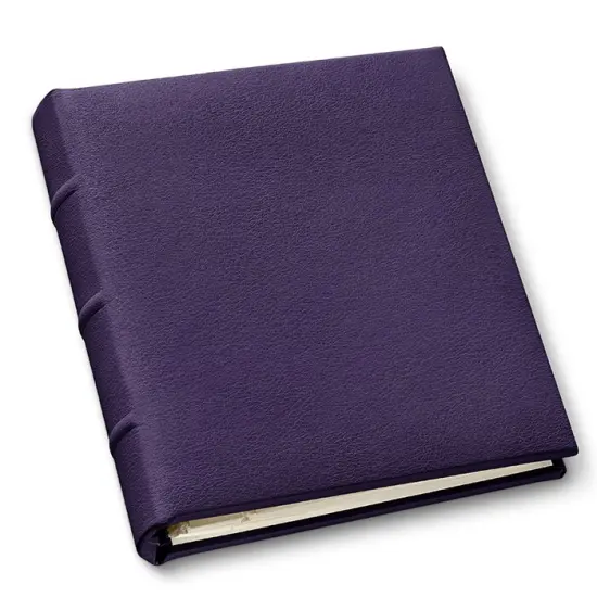 Gallery Leather Travel Photo Album Holds 4x6 Photos, 3 Ring Binder, 50 Pages for 50 Photos, Fillable, Handcrafted &ndash; 6.5&rdquo; x 5.5&rdquo; Camden Violet {1}