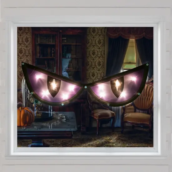 Northlight Lighted Eyes Halloween Window Decoration - 20" - Purple {4}