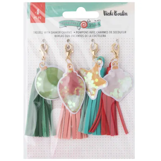 Vicki Boutin Peppermint Kisses Tassels 4/Pkg-W/Shaker Charms {1}