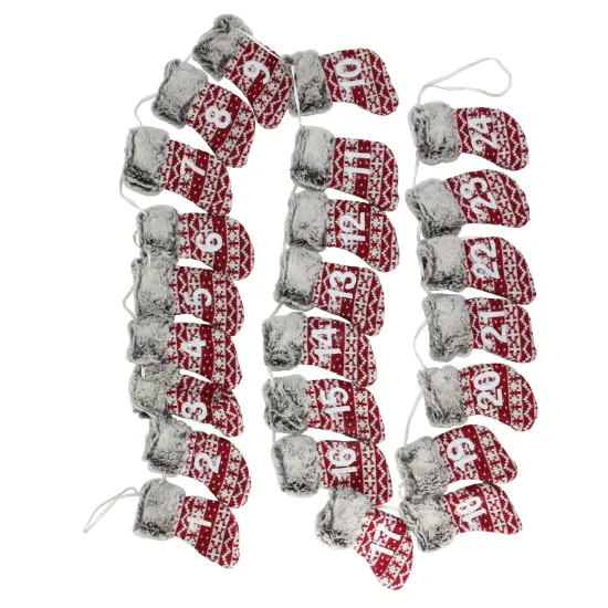 Northlight Countdown to Christmas Stocking Garland - 7.75' x 5" - Red and Gray - Unlit {3}