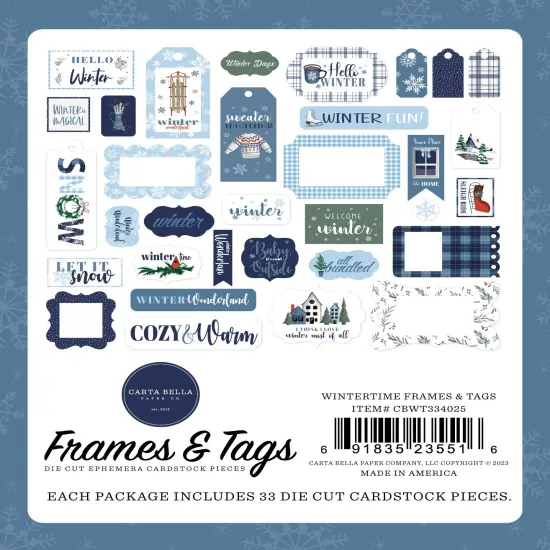 Carta Bella Cardstock Ephemera-Frames & Tags, Wintertime {2}