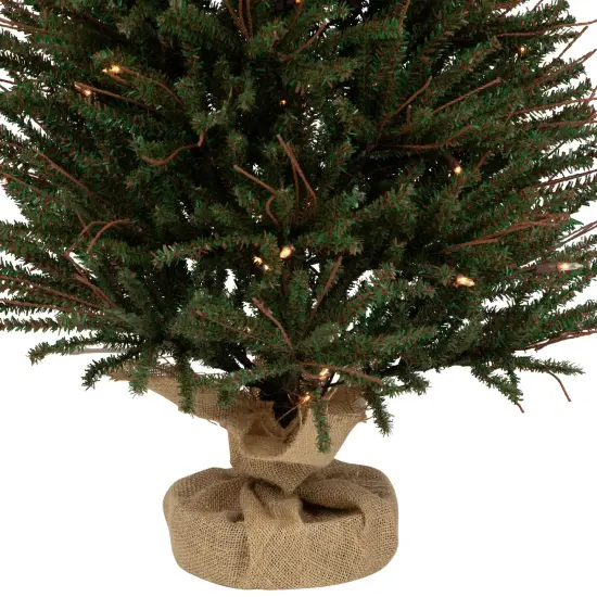 Northlight 4' Medium Warsaw Twig Artificial Christmas Tree in Burlap Base - Clear Lights Brown {7}
