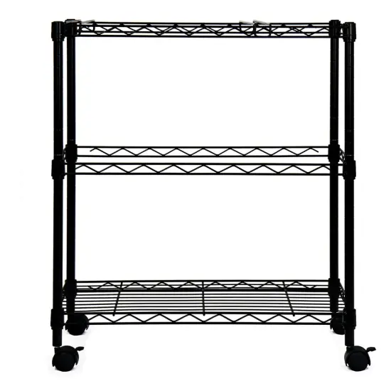 Oceanstar Portable 2-Tier Metal Rolling File Cart Black {5}