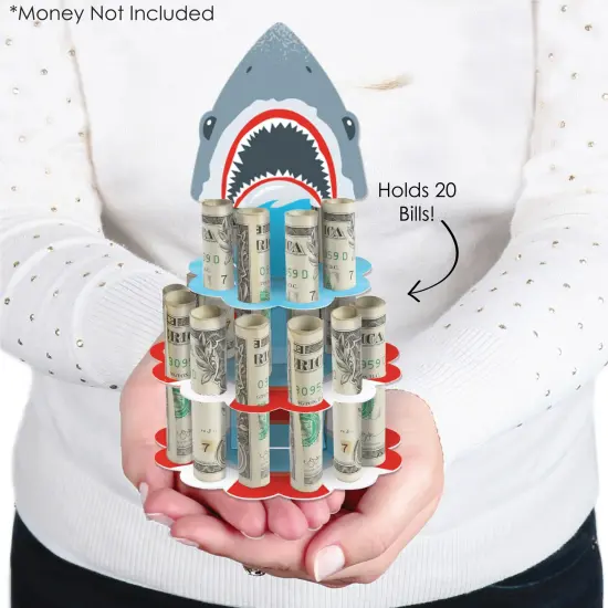 Big Dot of Happiness Shark Zone - DIY Jawsome Shark Party or Birthday Party Money Holder Gift - Cash Cake {3}