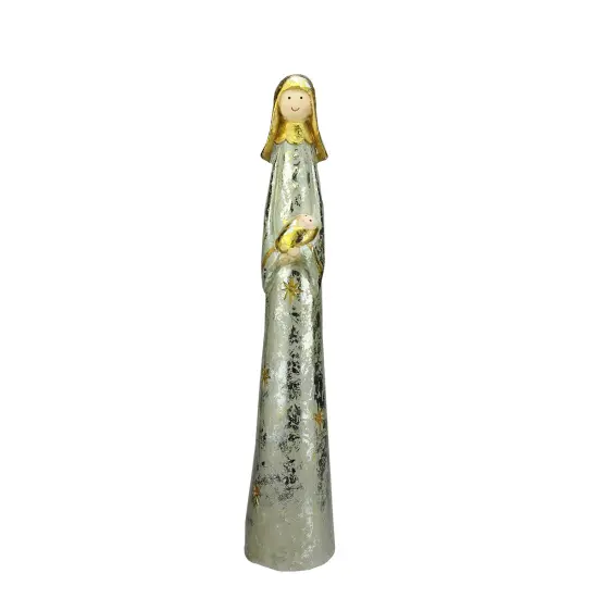 A & B Floral 23" Silver Distressed Mary and Baby Jesus Christmas Nativity Figurine {1}