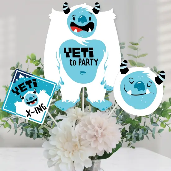 Big Dot of Happiness Yeti to Party - Abominable Snowman Party or Birthday Party Centerpiece Sticks - Table Toppers - Set of 15 {1}