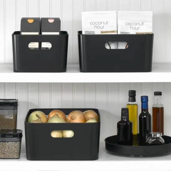 mDesign Medium Metal Kitchen Storage Container Bin Basket with Handles {2}