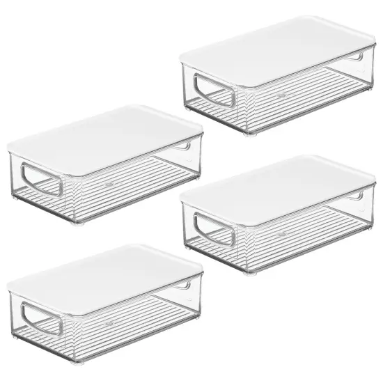 mDesign Plastic Deep Kitchen Storage Bin Box, Lid/Handles {4}