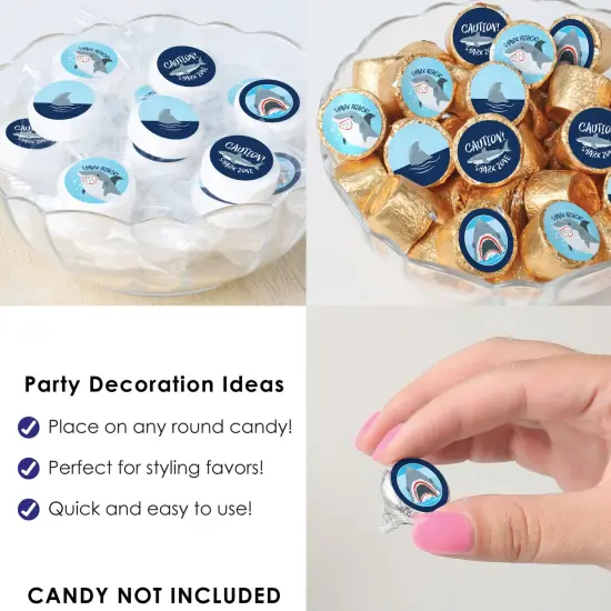 Big Dot of Happiness Shark Zone - Jawsome Shark Party or Birthday Party Small Round Candy Stickers - Party Favor Labels - 324 Count {6}