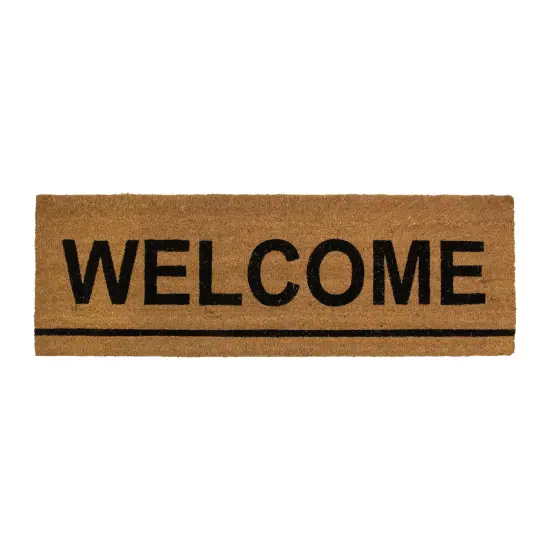 Northlight Natural Coir Outdoor Rectangular "Welcome" Doormat 16" x 48" Brown {1}