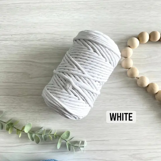 3mm Single Strand Macrame Cotton Cord, 23 Beautiful Colors, Macrame Wall Hanging, Plant Hangers, Cotton Rope for Macrame White {1}
