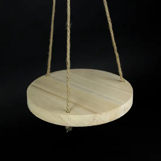 Circular Wood Hanging Decorative Display Shelf Rope Hanging Farmhouse Decor {3}