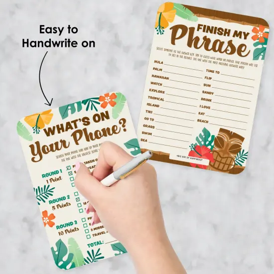 Big Dot of Happiness Tropical Luau - 2-in-1 Hawaiian Beach Party Cards - Activity Duo Games - Set of 20 {4}