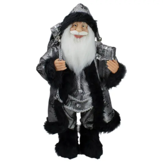 Northlight 24" Santa Claus with Gifts Christmas Figure - Silver and Black {1}
