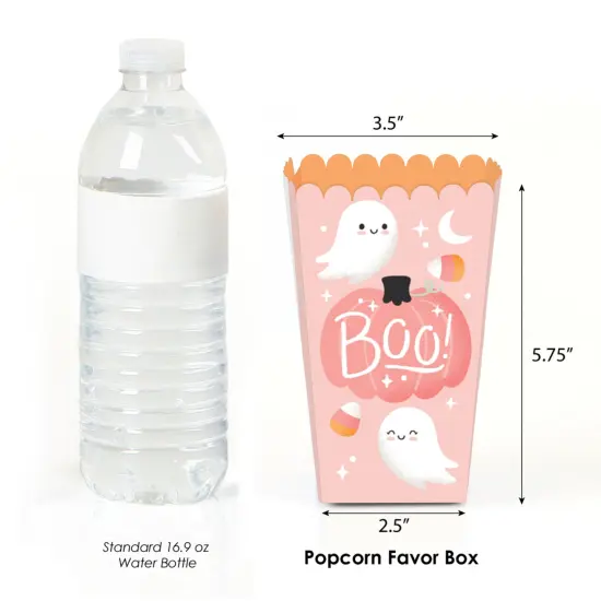 Big Dot of Happiness Pastel Halloween - Pink Pumpkin Party Favor Popcorn Treat Boxes - Set of 12 {3}