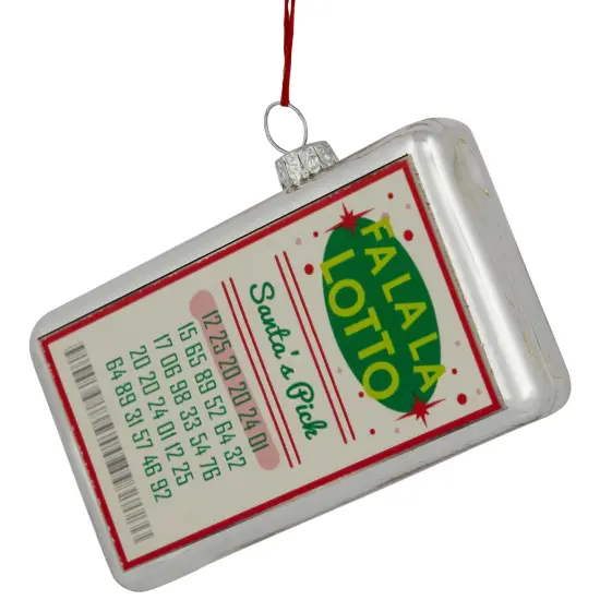Northlight Glass "Fa La La Lotto Santa's Pick" Hanging Christmas Ornament - 4.25" - Silver {4}