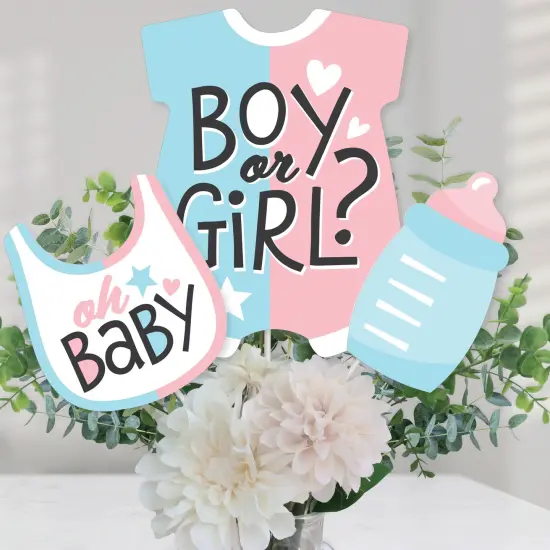 Big Dot of Happiness Baby Gender Reveal - Team Boy or Girl Party Centerpiece Sticks - Table Toppers - Set of 15 {1}