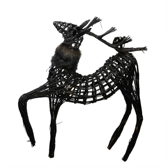 Northlight 3' Black Glittered Walking Reindeer Christmas Figure {1}