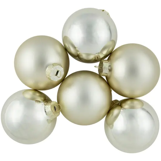 Northlight 6ct Gold 2-Finish Glass Ball Christmas Ornaments 3.25" (80mm) {1}