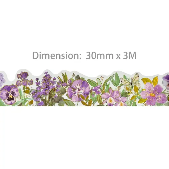 Wrapables Landscape Floral Metallic Gold Foil Washi Tape, 30mm x 3M Sweet Violets {2}