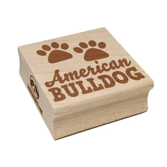 American Bulldog Dog Paw Prints Fun Text Square Rubber Stamp for Stamping Crafting {7}