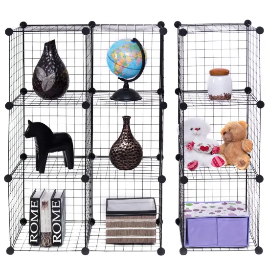 Costway 12 Cube Grid Wire Organizer Wardrobe Shelves Bookcase DIY {5}