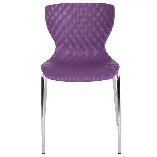 Emma and Oliver Contemporary Design Accent Dining Plastic Stack Chair Purple {3}