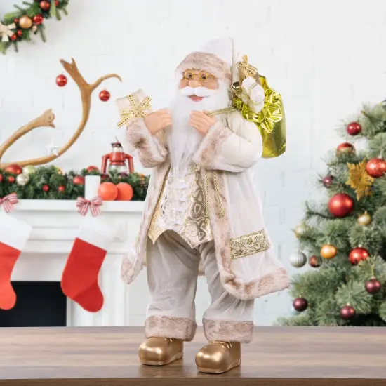 Northlight 24" White and Ivory Santa Claus with Gift Bag Christmas Figure {3}