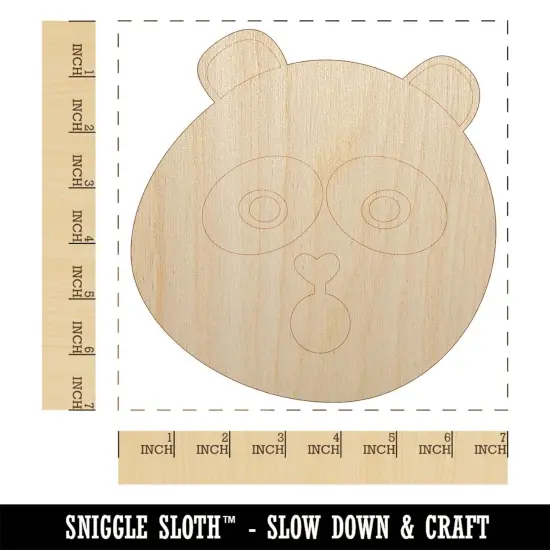 Surprised Panda Face Shocked Unfinished Wood Shape Piece Cutout for DIY Craft Projects {1}