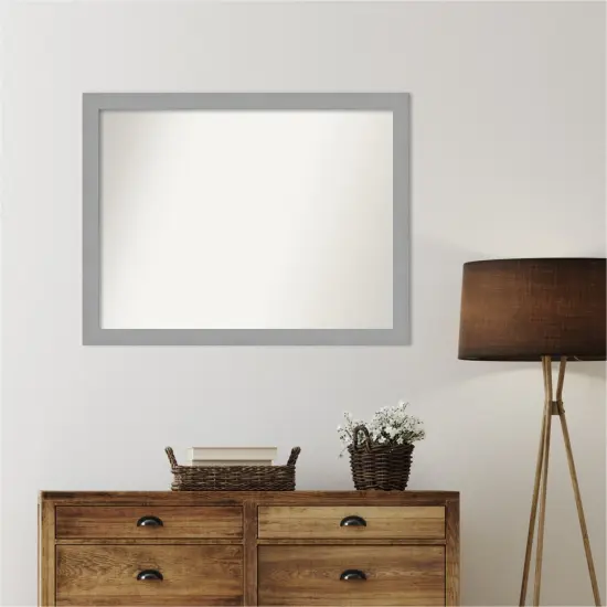 Brushed Nickel Non-Beveled Custom Framed Bathroom Vanity Wall Mirror {4}