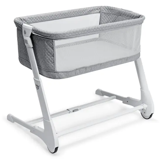 Babyjoy Baby Side Bedside Sleeper Washable Mattress Height Adjustable GreyWhite {1}