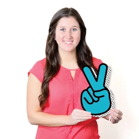 Big Dot of Happiness Two Cool - Boy - Peace Sign and Number 2 Lawn Decorations - Outdoor Blue 2nd Birthday Party Yard Decorations - 10 Piece {7}