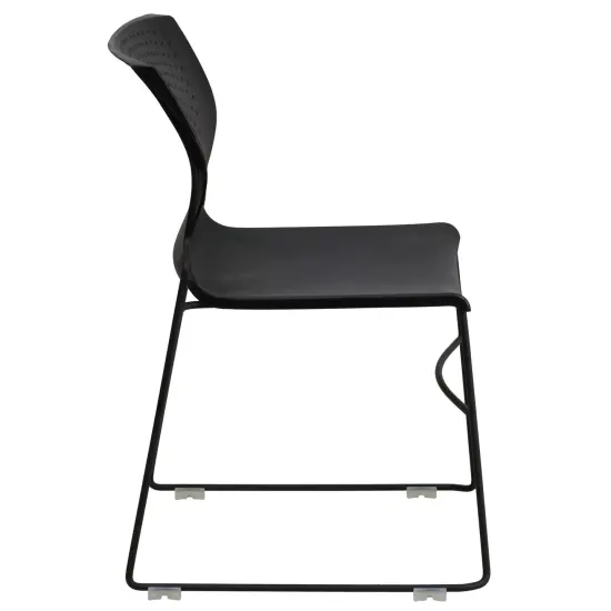 Emma and Oliver Home and Office Stack Chair with Lumbar Support and Metal Frame - Guest Chair Black {5}