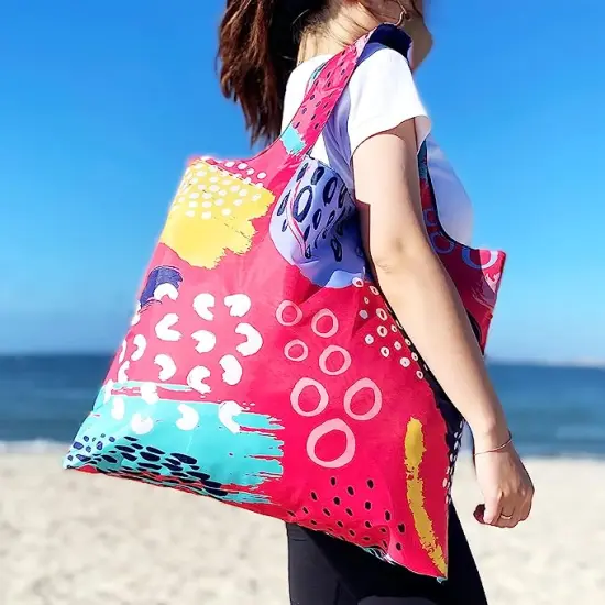 Wrapables Allybag Foldable & Lightweight Reusable Grocery Bag, 3 Pack Abstract Artwork {2}