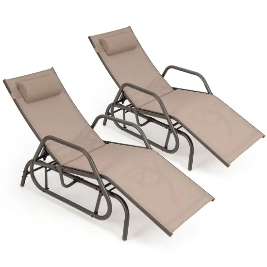 Costway 2PCS Patio Chaise Lounge Glider Recliner Chair Adjustable Sturdy Frame Outdoor {7}