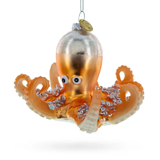 Octopus Glass Christmas Ornament {4}