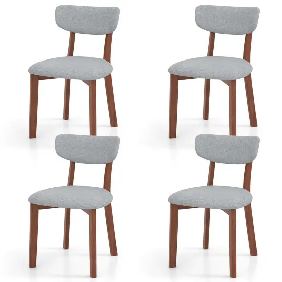 Costway Upholstered Dining Chairs Set of 4 with Solid Rubber Wood Frame, Curved Backrest Brown/Grey {8}